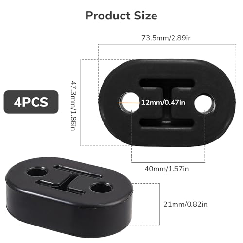 4 Stück Auspuffgummi, Auto Auspuff Aufhänger, Auspuffhalterung Auspuffrohrhalter Gummi, Auspuffhalter Gummi, 2 Löcher 12 mm Universal Auto Gummi Auspuff,Auspuff Für Die Autos Schalldämpfer