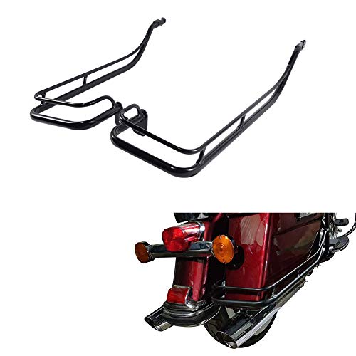 XMT-MOTO Motorcycle Parts Black Twin Rail Saddlebag Guard Kit fits for Harley Davidson Touring FLHR, FLHT, FLHTK, FLTR and FLTRU models 2009-2013