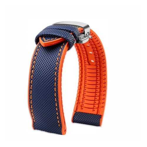 �L�����o�X�i�C�������o�[�X�g���b�v20mm 22mm 24�C���`�Ή��h���X�g���b�v�A�u���C�g�����O�A�I���K�AIWC�A�E�F�X�g���[���A�`���[�_�[�A�n�~���g���ɑΉ�(Blue Orange silver B,22mm)