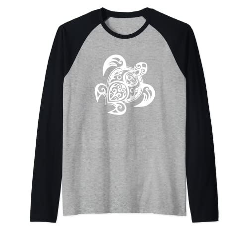 Tortuga tribal Pacific Maori Oceanía tatuaje regalo Camiseta Manga Raglan
