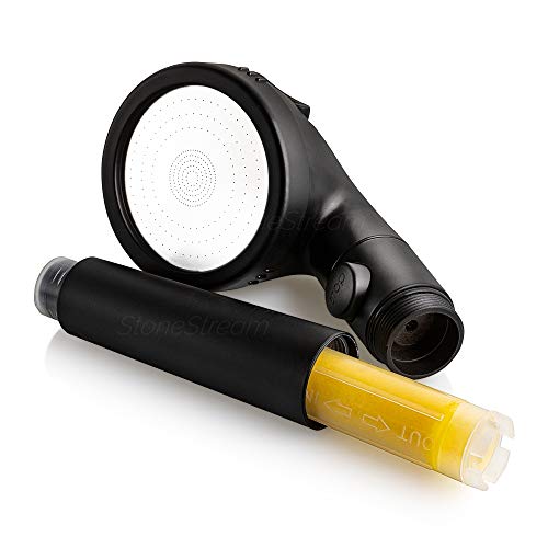 Sistema de regadera StoneStream EcoPower con filtro de vitamina C negro mate miniatura 3