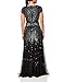 Adrianna Papell Women's Long Beaded V-Neck Dress With Cap Sleeves and Waistband, Gunmetal, 2