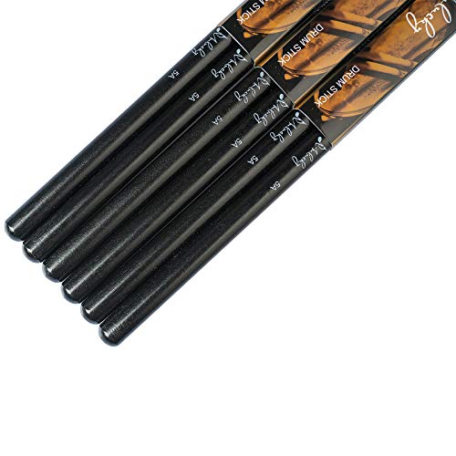 Mulucky 5A Drum Sticks Classic Maple Wood Drumsticks With Carrying Bag - 3 Pair Black - Thumbnail 5