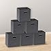 Simple Houseware Foldable Cube Storage Bins with Handles, 11-Inch, Dark Gray, 6-Pack, Fabric Cubes Organizer for Closet or Shelves