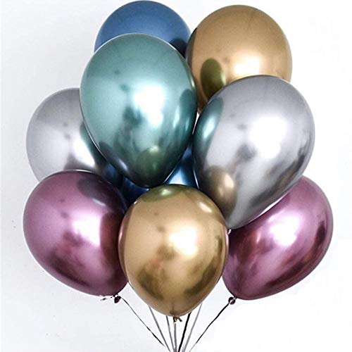 Látex Globo Metal Cromado 50 Piezas 12 Pulgadas Colorido Globo Látex Helio Fiesta Cumpleaños Única Navidad Halloween Kinder (Color : Multi-Colored) Cover