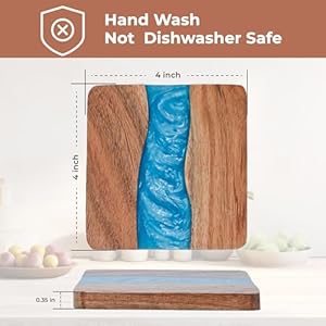 Woodcoasterswithresinsetof4cupcoasterswithholder4x4inchesuniquehandmadeaestheticallypleasingforhomeofficebardecormodernrusticbluecoasters Urban Country Home Decor Wood coasters with resin set of 4 cup coasters with holder 4 x 4 inches unique handmade aesthetically pleasing for home office bar decor modern rustic blue coasters urban country home decor