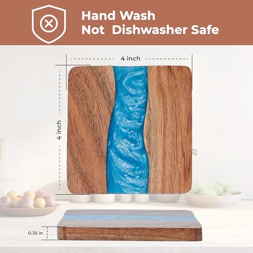 Woodcoasterswithresinsetof4cupcoasterswithholder4x4inchesuniquehandmadeaestheticallypleasingforhomeofficebardecormodernrusticbluecoasters Urban Country Home Decor Wood coasters with resin set of 4 cup coasters with holder 4 x 4 inches unique handmade aesthetically pleasing for home office bar decor modern rustic blue coasters urban country home decor