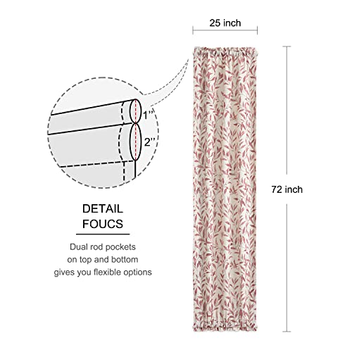 Image of VOGOL Red Sliding Glass Door Curtain, Rustic Style Curtains for Door Window with Rod Pocket at Top and Bottom, 1 Panels Decorative Drapery for Closet, 25x72 Inches