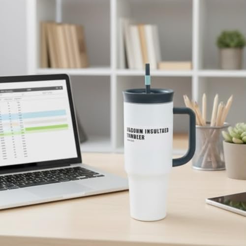 Image of HomeCloud 1200ml Insulated Coffee Tumbler with Lid - Double Wall Travel Mug for Hot & Cold Drinks, Leak-Proof, Durable, Portable, Stylish Stainless Steel Design (Grey)