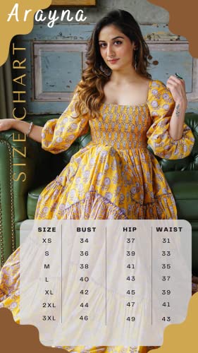 Arayna Womens' Cotton Floral Printed Long Ethnic Anarkali Kurta