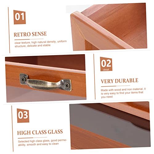 Soporte monitor retro de madera SEWACC con cajones organizadores para escritorio de oficina 8