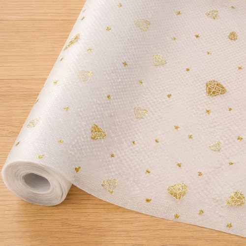 Image of SHOPPOFOBIX Kitchen Mat EVA Food Grade Multipurpose Washable Anti Slip Mat /Sheet for Fridge, Shelf Liner, Table, Kitchen Drawer mat (Golden Diamond)