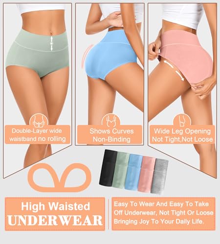 Image of MISSWHO Cotton High Waisted Women Underwear Soft Briefs Full Coverage Comfy Ladies Panties (Regular & Plus Size)
