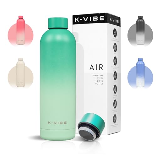 K-VIBE Isolierte Trinkflasche 750 ml – Edelstahl Thermosflasche doppelwandig & kohlensäuregeeignet – BPA-frei & auslaufsicher – hält 12h heiß / 24h kalt – Wasserflasche für Schule, Büro & Outdoor