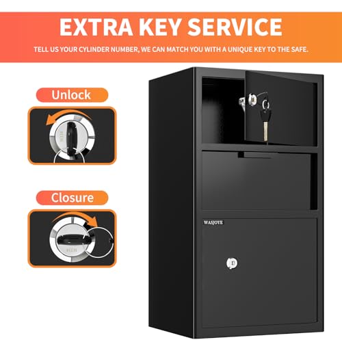 100.8L Einwurftresor | Deposittresor | Tresor mit Einwurfschlitz | Briefkasten Safe | Depository Safes | Deposit Safe mit Drop-Slot | Schlüsseln, 72 * 40 * 35cm,für Bargeld, Büro, Zuhause