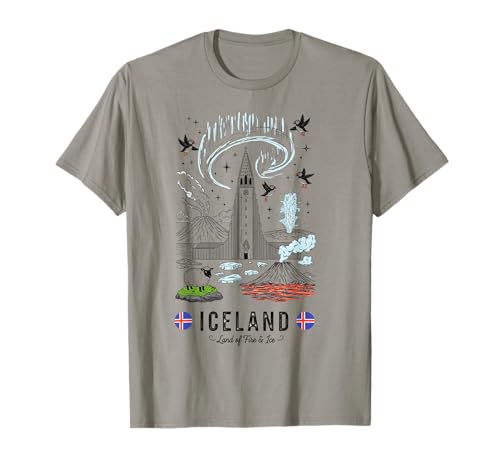 Islandia Naturaleza Maravillas Aurora Volcán Frailecillos Souvenir Camiseta