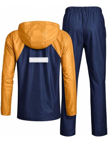 Image of Mens Raincoat Suit with Pant Set Eluxia Series | Waterproof Lightweight Breathable Rain Wear | Elastic Cuff & Waterproof Zipper Raincoat for men waterproof