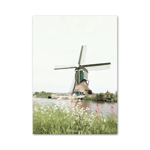 Tableau citronnier et moulin pour une déco murale salon nature