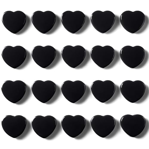 DUJEQM Lot de 20 Aimant Frigo - Aimant Puissant Cœur Noir, Petits Aimants Tableau Magnétique, Aiment Magnet Frigo Mini Aimant Plat Décoratifs pour Photos, Cartes, Calendriers, Bureau, École, Bricolage