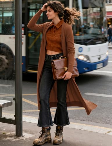 Image of GRACE KARIN Essential Solid Open Front Maxi Long Knitted Cardigan Sweater for Women