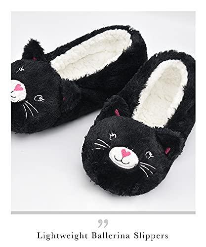 Dicuird Womens Smiley Animal Face Soft Sole Slipper Socks With Grippers-Fuzzy House Slippers(8-10) #TOP3