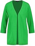Cardigan von TAIFUN Taifun Damen Cardigan aus leichtem Sommerstrick 3/4 Arm, mit Ärmelaufschlag, überschnittene Schultern Jacke Strick Cardigan unifarben Garden Green 46