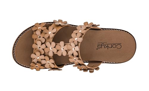 Image of Corkys Footwear Womens Mic Drop Wedge - Featuring A 2.5-inch Heel, A Strappy Upper with 3D Floral Embellishments, and Corkys Signature Soft EVA Insoles