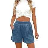 LRMQS Summer Shorts for Women 2026 Trendy Pull on Elastic High Waisted Plus Size Comfy Stretchy Casual Jean Denim Shorts