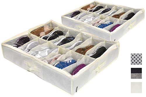 COMPONO 2 Pack Shoe Organizer for Under Bed Shoe Storage or Shoe Organizer