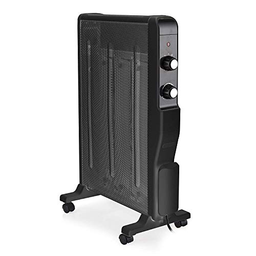 Warmlite WL43009 Portable Electric Oil Free Mica Radiator with Adjustable Thermostat, Overheat and Anti Frost Protection, 2 Heat Settings 1000-1500 W, Black