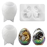 3Pcs Dinosaur Egg Resin Molds, Dragon Eggs Silicone Mold Resin Casting, Easter Egg Animal Cartoon Epoxy Mold, Crystal Statue for DIY Craft Home Decorations