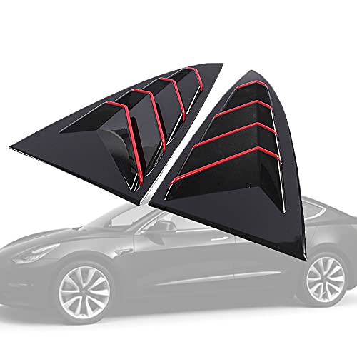 Persianas de ventana trasera ABS en rojo y negro para Tesla Model 3 2017 a 2020