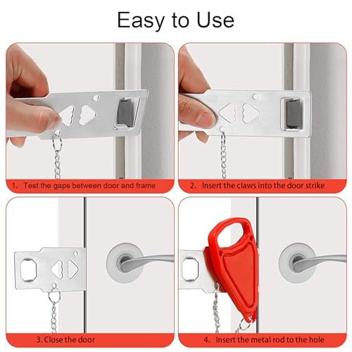 Portable Door Lock for Travel & Home Security - Extra Safety Lock for Hotels, Bedrooms, Apartments & Schools - Easy to Install Anti-Theft Device from Inside - Image 5