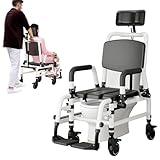 Tilt-In-Space Reclining Rolling Shower Commode Chair with Adjustable Features for Mobility and Hygiene Support