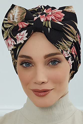 Aisha's Design Printed Instant Turban for Women 95% Cotton Head Wrap Lightweight Head Scarf Bonnet Cap with Bowtie Patterns4