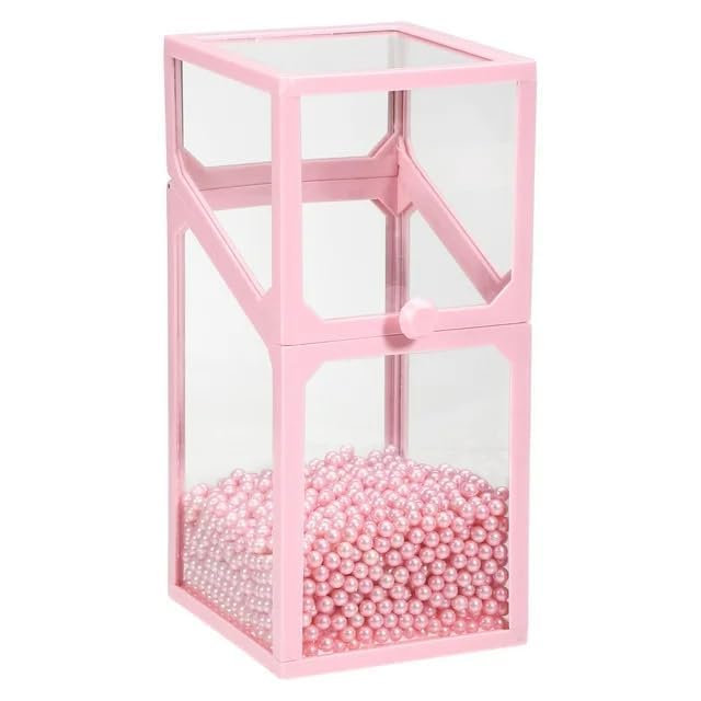 Fennec Mart Dustproof Glass Cosmetic Brush Holder Makeup Organizer Box with Lid for Vanity Table and Bedroom Decoration (Square Pink)-image-19