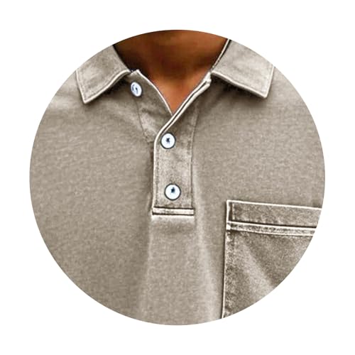 Polo Casual para Hombre Manga Corta con Cuello Clásico y Bolsillo, Estilo Desgastado y Lavado, Elegante para Golf y Verano miniatura 3