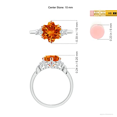 Angara Natural Citrine Halo Ring for Women in 14K White Gold Size-9 (Grade-AAAA | Size-10mm) | November Birthstone Jewelry Gift for Women | Birthday | Wedding | Anniversary | Engagement4