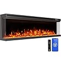 Westinghouse 60inch Electric Fireplace, Realistic Flame&Log Set, Compatible with Alexa & Google Home, Wall Mount or Recessed, 24 Hour Timer, Color Changing Flames, 750W/1500W Indoor Heater (60inch)