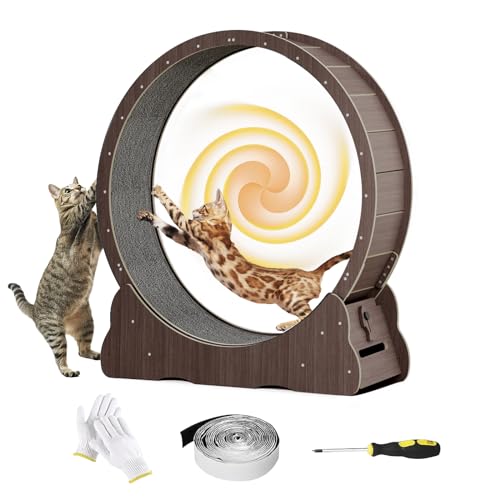 Image of Homegroove Cat Running Wheel, 45 inch Large XL Cat Exercise Wheel Treadmill with Carpeted Runway for Kitty's Longer Life (Brown)
