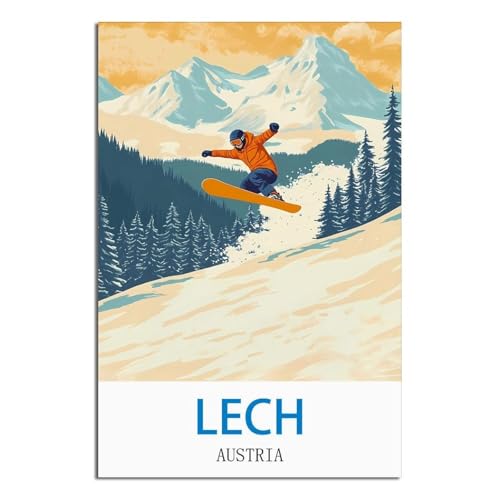 Affiche Lech Austria voyage vintage 50x75 cm décoration murale salon