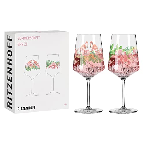 Calici Da Vino Ritzenhoff 3461004 Bicchiere Da Aperitivo 500 Ml - Set Di 2 - Serie Sommersonett No. 4-2 Pezzi, Motivo Vegetale - Made In Germany Aperitivo Regalo