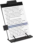 Desktop Document Holder Stand with 7 Adjustable Positions, Black Metal File Organizer Management Copyholder for Typing Speech Reading A4 Letter Music Book Tablet Office, with Paper Clip and Line Guide
