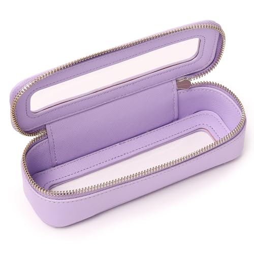 Pinkmik Trousse de maquillage fine et transparente avec fermeture éclair - Petite trousse de maquillage Beatuy pour femme (X/violet, fin)