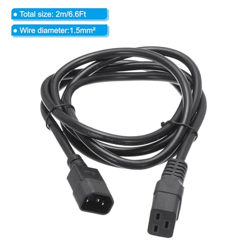 Cable de corriente C14 a C19 PATIKIL con sección de 1.5mm² de alta carga 2