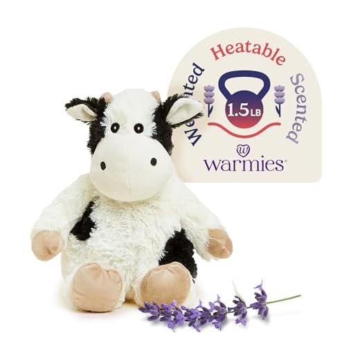 warmies Microwavable & Weighted Stuffed Animals, Black & White Cow - Heated Stuffed Animal Plushie for Warmth & Comfort - Cute Soft Plush Toys for Boys, Girls, Babies & Toddlers