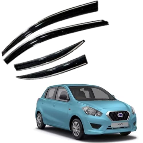 Image of CAR SAAZ Chrome Line Door Visor for Datsun Go (2014-2018)(Set of 4Pcs) | Rain Guard | Wind Deflector