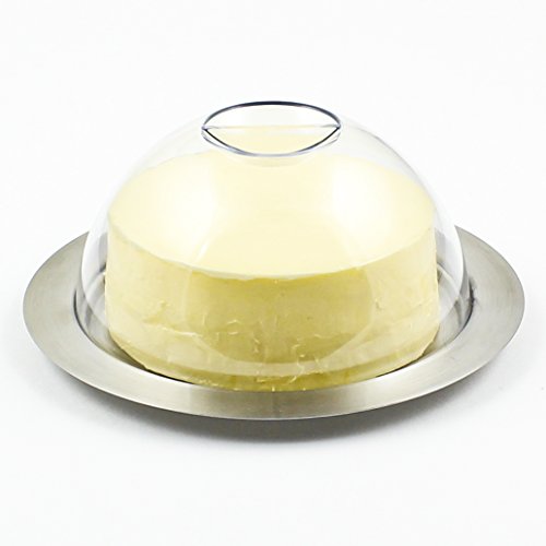 Zoie + Chloe Stainless Steel Round Butter Dish with Easy to Hold Lid