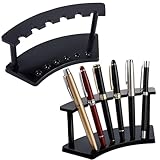 Tinlade 2 Pieces Plastic Pen Holder Stand Display Rack 6-Slot Pen Makeup Brush Rack Organizer Eyebrow Stand for School Office Home Store(Black)