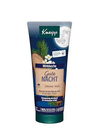 Kneipp Wirkdusche Gute Nacht - Duschgel mit ätherischen Ölen aus Zirbenholz & Amyris - wahrt das hauteigene Mikrobiom - 200ml